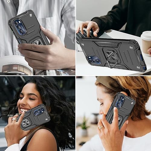 Miniatura 6 de Funda para Moto G 5G 2022 con protector de pantalla resistente, soporte giratorio de grado militar 360, funda protectora a prueba de golpes para