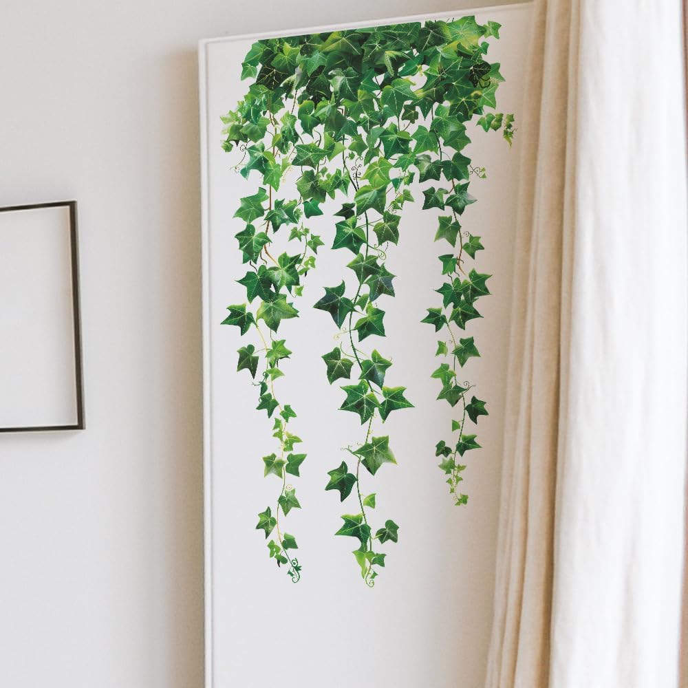 Ivy Leaf Wall Decal, Green Hanging Vines Wall Stickers,Removable Wall Decals,Bedroom Living Room Sofa TV Background Wall Art Decor