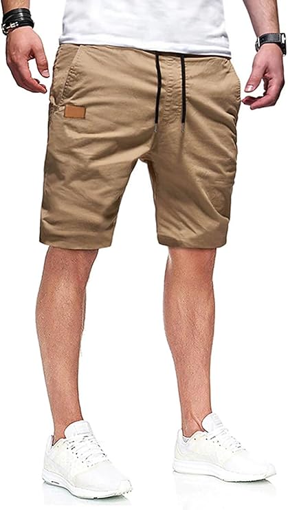 JMIERR Men's Casual Shorts - Cotton Drawstring Summer Beach Stretch Twill Chino Golf Shorts