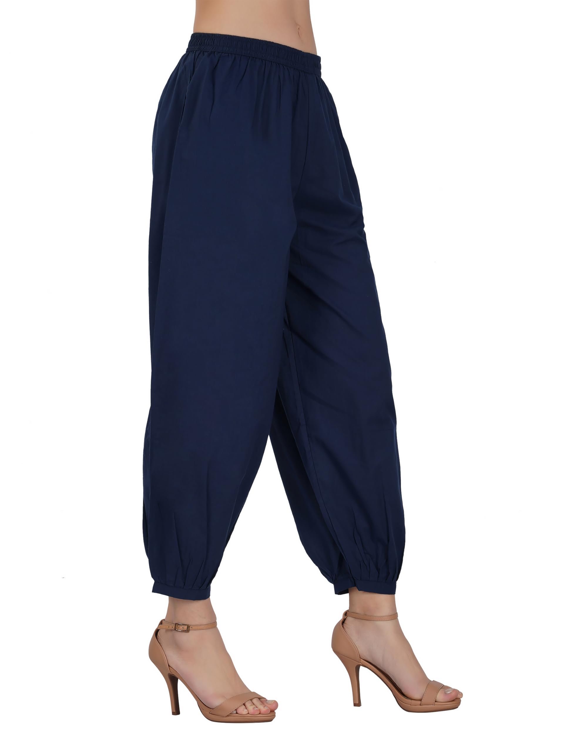 Cotton Cambric Afghani Salwar: Comfy Patiala Pathani Harem Pants with Elastic Waist & Deep Pockets for Women & Girls