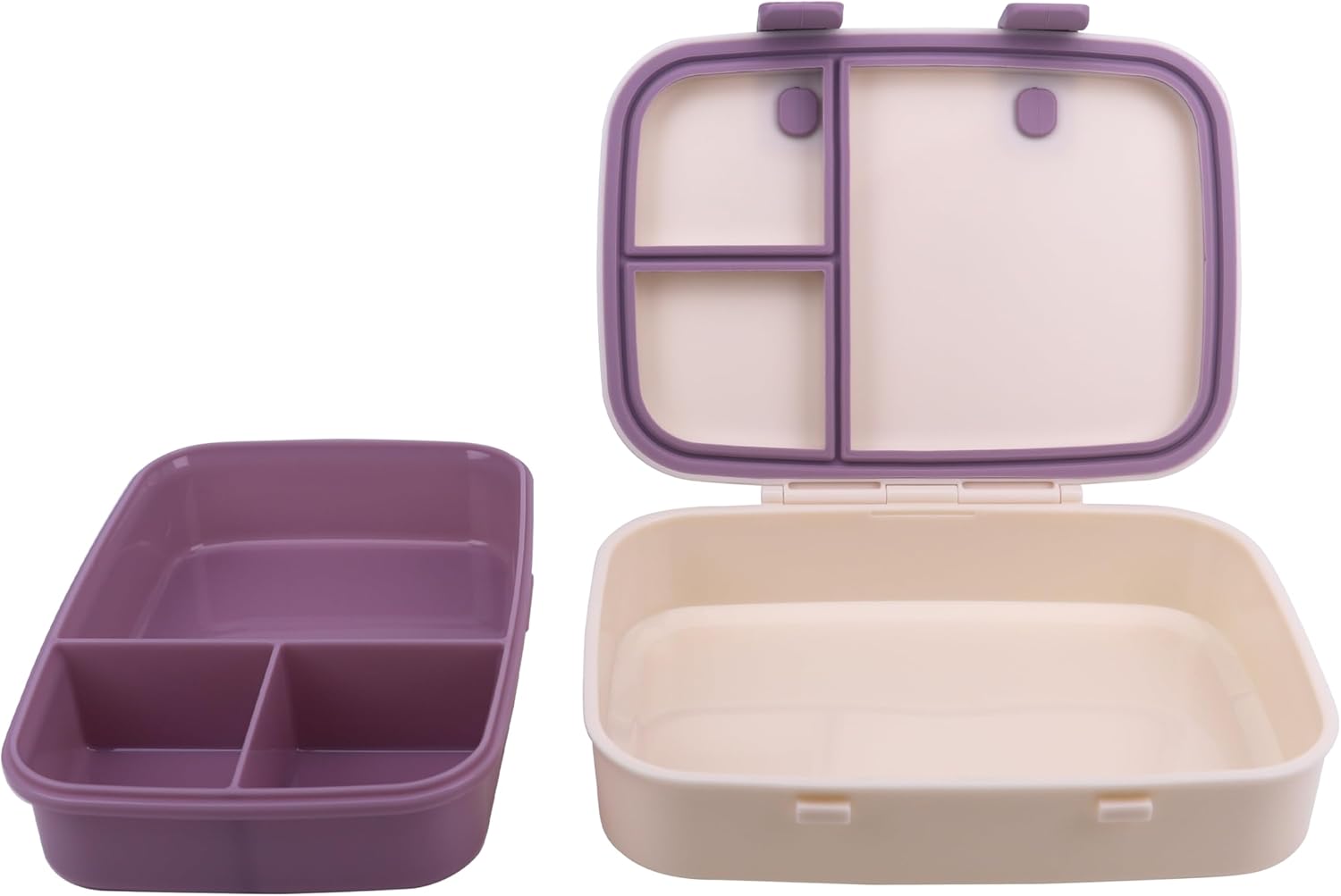 Kids Bento Explorer Lunch Box, 3 No-Mix Compartments, Microwave & Dishwasher Safe, Lightweight with Removable Tray, for Daycare, Preschool, School, Purple Light Powder