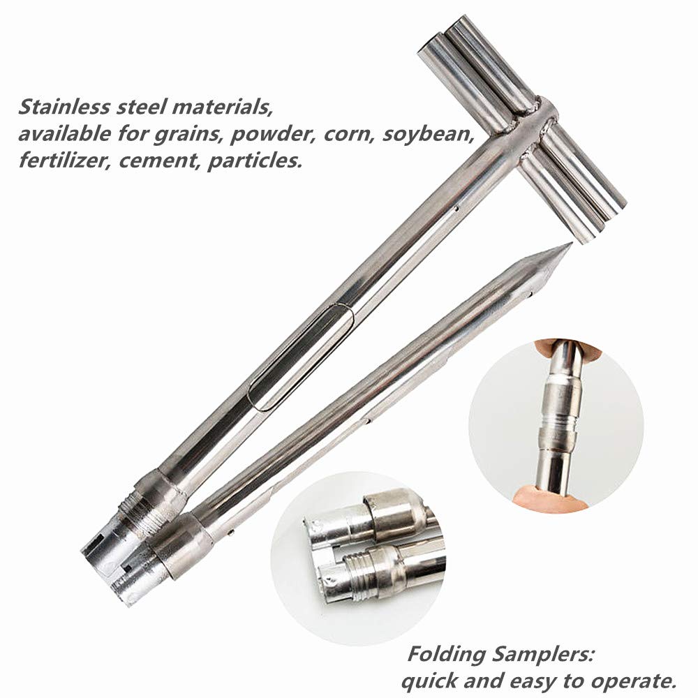 Core Sampling Handle Rotary Handle Soil Sampler Stainless Steel Grain Sampler Probe - 3-Slot ...