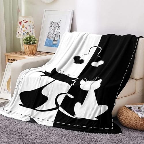 Boceoey Manta Sofa Gato Negro Manta Polares Grandes para Cama 135, Manta para Sofá de Franela Suave, Manta Pelo para Sobrecama Sofá Sala de Estar, 180x220 cm