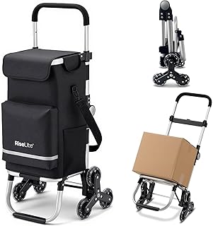 Stair Climbing Shopping Cart for Seniors, Tri-Wheel Grocery Cart for Stairs & Apartments, Foldable