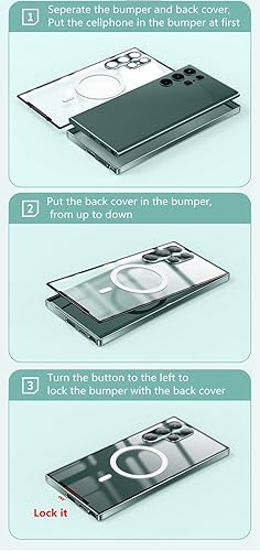 Miniatura 3 de Funda para Samsung Galaxy S23S24S22 S25 Ultra  S22 Plus, soporte magnético de aluminio con carga inalámbrica, compatible con Magsafe, protección de