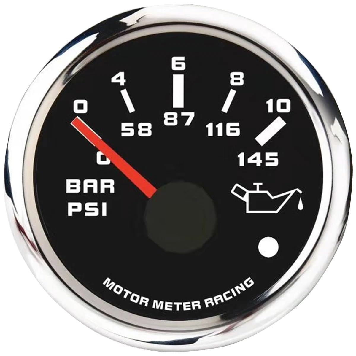 MOTOR METER RACING W Pro Series 52mm 2-1/16" Oil Pressure Gauge 0-145 PSI / 0-10 BAR Black Dial White LED Waterproof for Car Truck Marine Boat Yacht