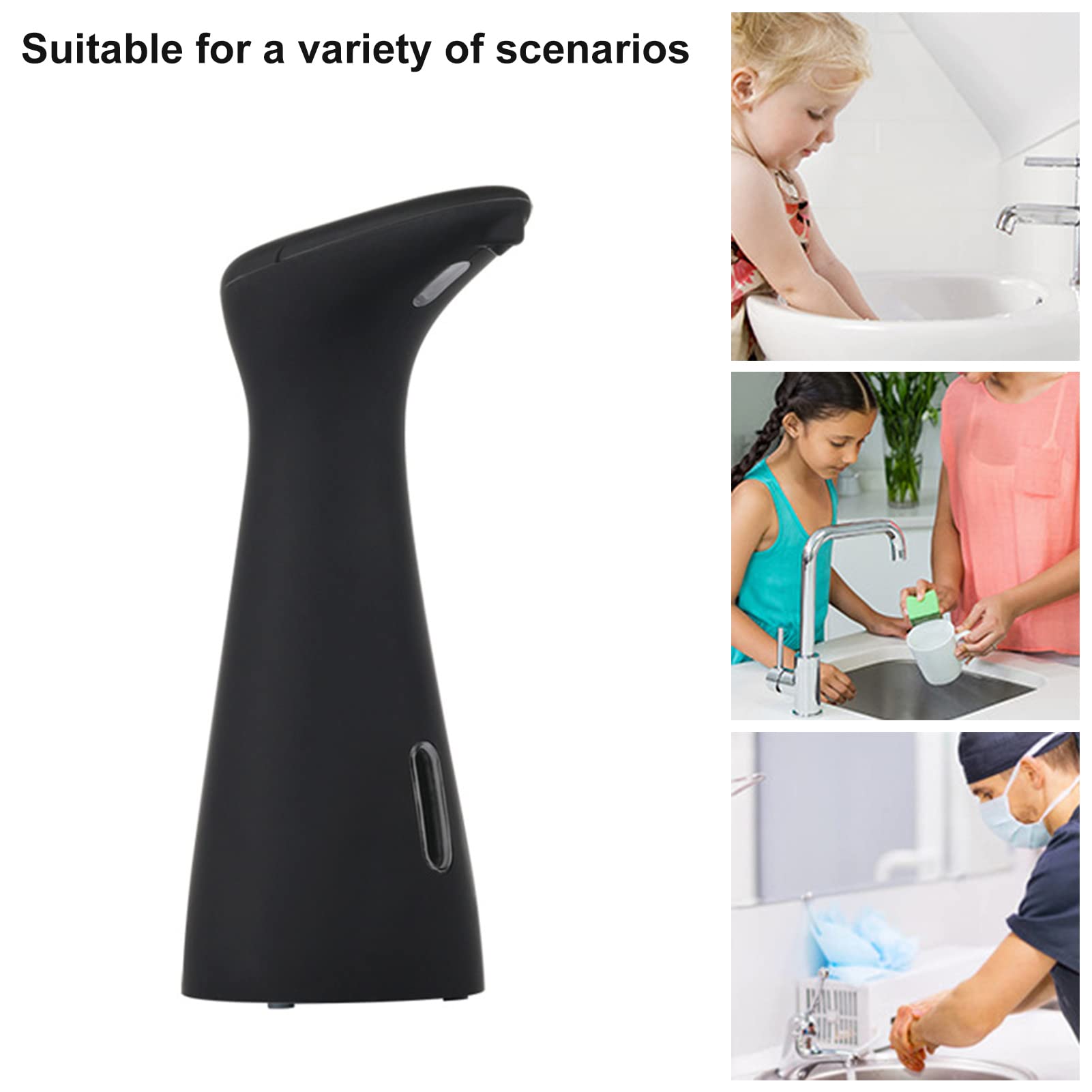 Automatischer Desinfektionsspender, SHINROAD Desinfektionsspender Sensor, Berührungsloser Desinfektionsmittelspender 200ml mit Tropfschale für Badezimmer, Schule, Krankenhaus, Restaurant (Schwarz)