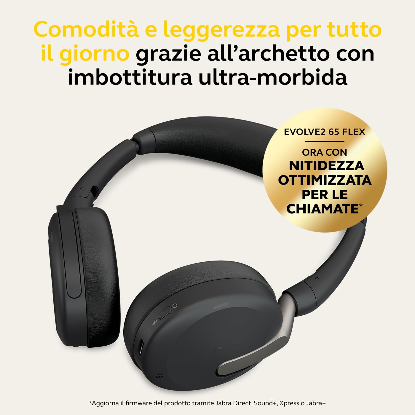 Jabra Evolve 2 65 Flex Cuffie Stereo Wireless Bluetooth, tecnologia di cancellazione del rumore Jabra ClearVoice e ANC ibrida Certificate per MS Teams Nero