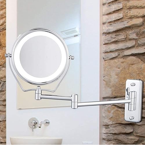 Miniatura 6 de Espejo de maquillaje, espejos de tocador, espejo cosmético de 6 pulgadas con luz LED plegable telescópico espejo de tocador de doble cara montado en