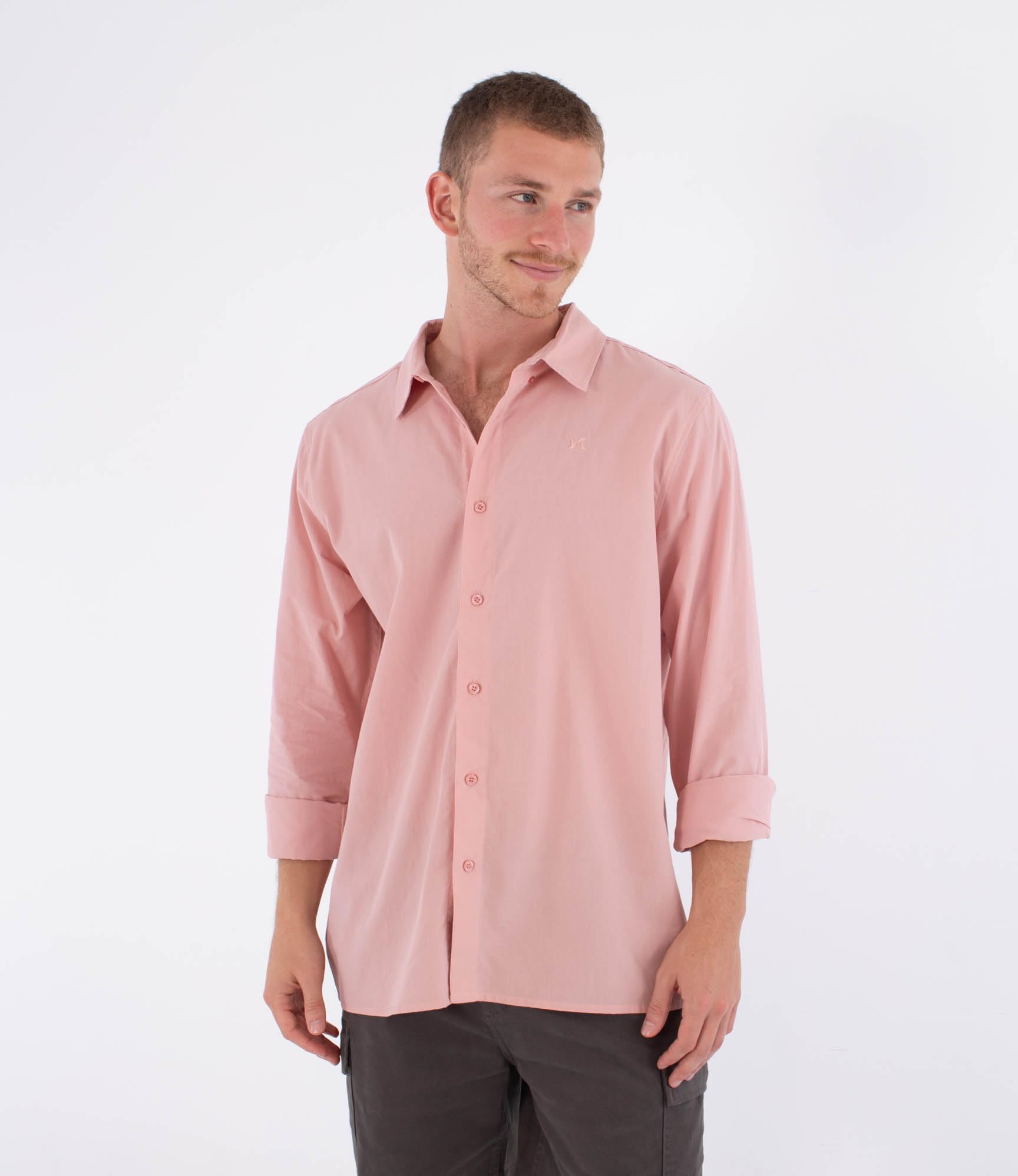 Hurley Mens Long-Sleeved Low Tide T-Shirt, Pink, L EU