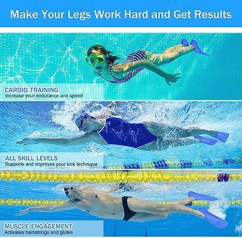 Image of Gintenco Swim Fins, Adults & Kids Swim Training Fins for Lap Swimming | Travel Size Flippers with Mesh Bag, Silicone Swimming Fins for Beginners Teens Women Men