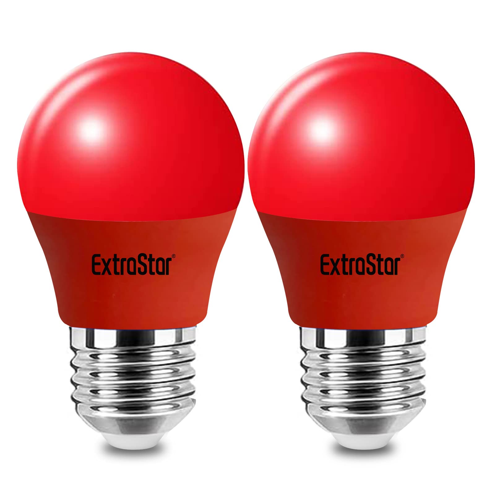 EXTRASTAR E27 LED Light Bulb Red, 4W Edison Screw G45 Bulb, 180° Beam Angle Lightbulbs for Christmas Holiday Party, Non-Dimmable, Pack of 2
