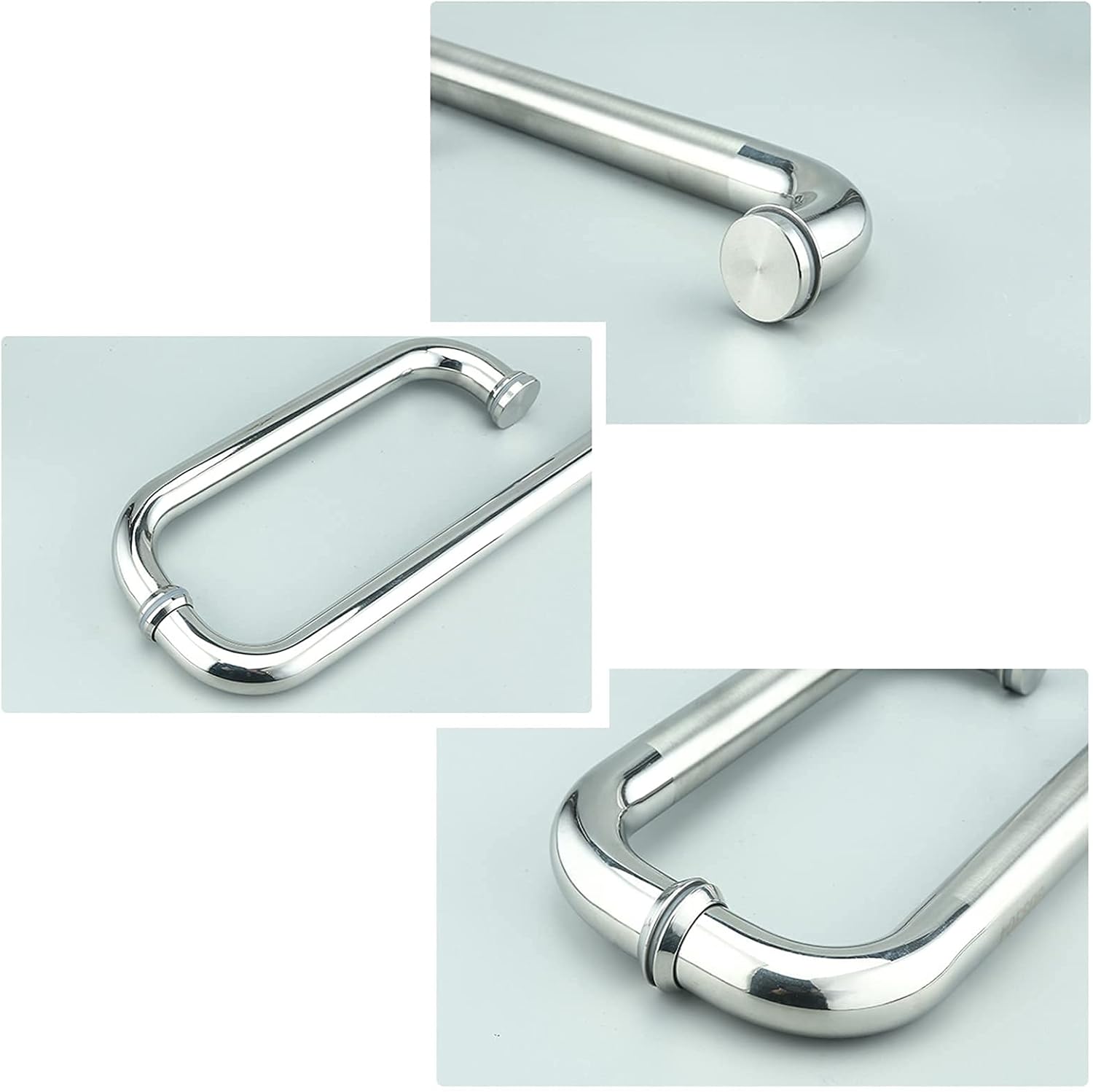 304 Stainless Steel Push Pull Door Handle for Glass Door,Bathroom Sliding Glass Door Handle Set - Replace Old or Damaged Door Handles