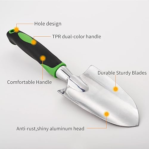 Miniatura 7 de SHIJIAJIA Juego de herramientas manuales de jardín de 3 piezas de aluminio fundido resistente kit de jardinería pala y rastrillo de garra de paleta