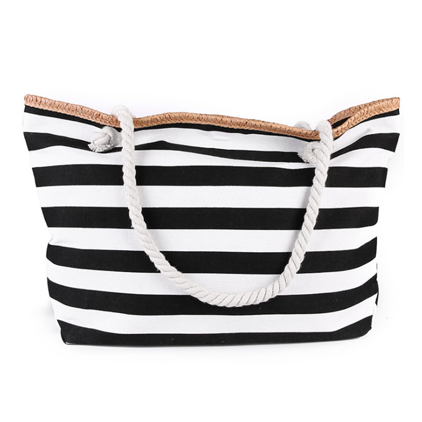 Cleminsta Bolsa de Playa Grande con Cremallera del Verano para Mujer Shopper Bolsa de Hombro Bolsos Totoes de Lona Bolso de Mano con Asas de Cuerda Para Playa Piscina Gimnasio