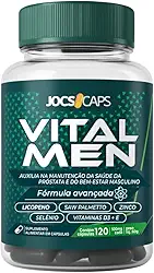 VitalMen – Suplemento Masculino para Próstata e Bem-Estar; com Licopeno, Zinco, Cúrcuma, Trans-Resveratrol, Extrato de Semente de Uva, Astaxantina, Selênio, Vitamina D3 e E; 120 Cápsulas