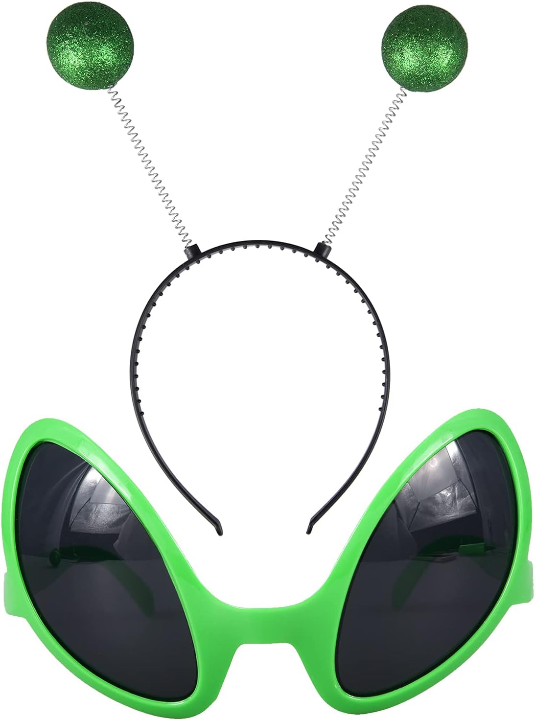 Fvomye 2 Pieces Alien Set Alien Glasses and Headband Alien Sunglasses Martian Antenna Headband Boppers for Halloween Masquerade Party Favor and Photography Crops