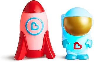 MunchkinÂ® Galaxy Buddiesâ„¢ Water Safe Light Up Baby and Toddler Bath Toy, Astronaut & Rocket Ship