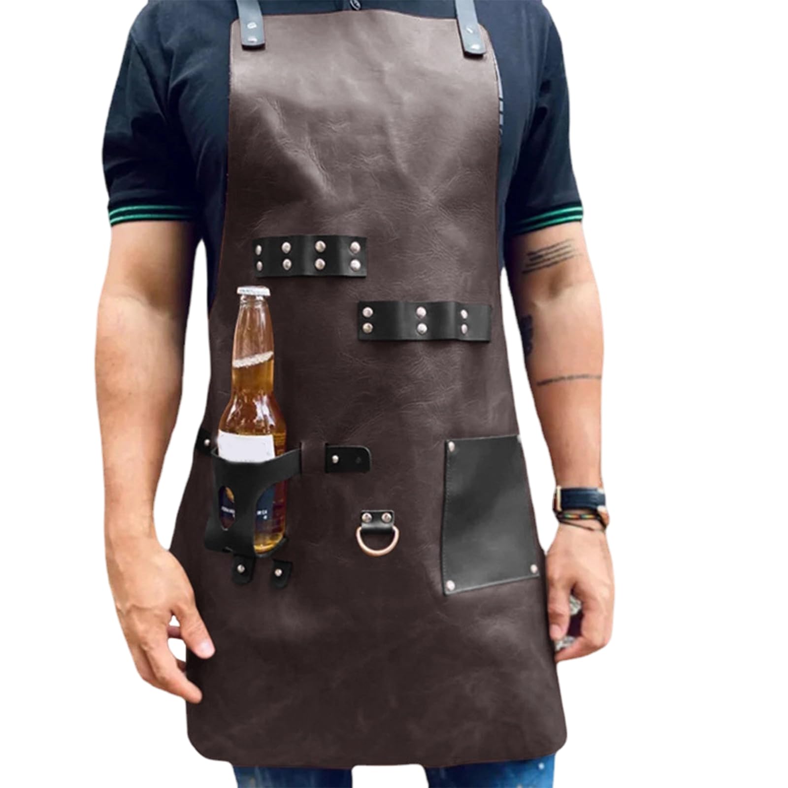 Whoasyst Synthetic Leather BBQ Apron for Cooking and Dining with Sturdy Build and Adjustable Neckband Cook Apron