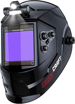 ARCCAPTAIN Auto Darkening Welding Helmet with Light, 3.94"X3.66" Large View