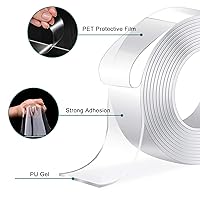Vista 3 de Cinta nano de doble cara resistente, 1.18 pulgadas x 10 pies, nano cinta transparente extraíble, cinta acrílica de doble cara, cinta adhesiva