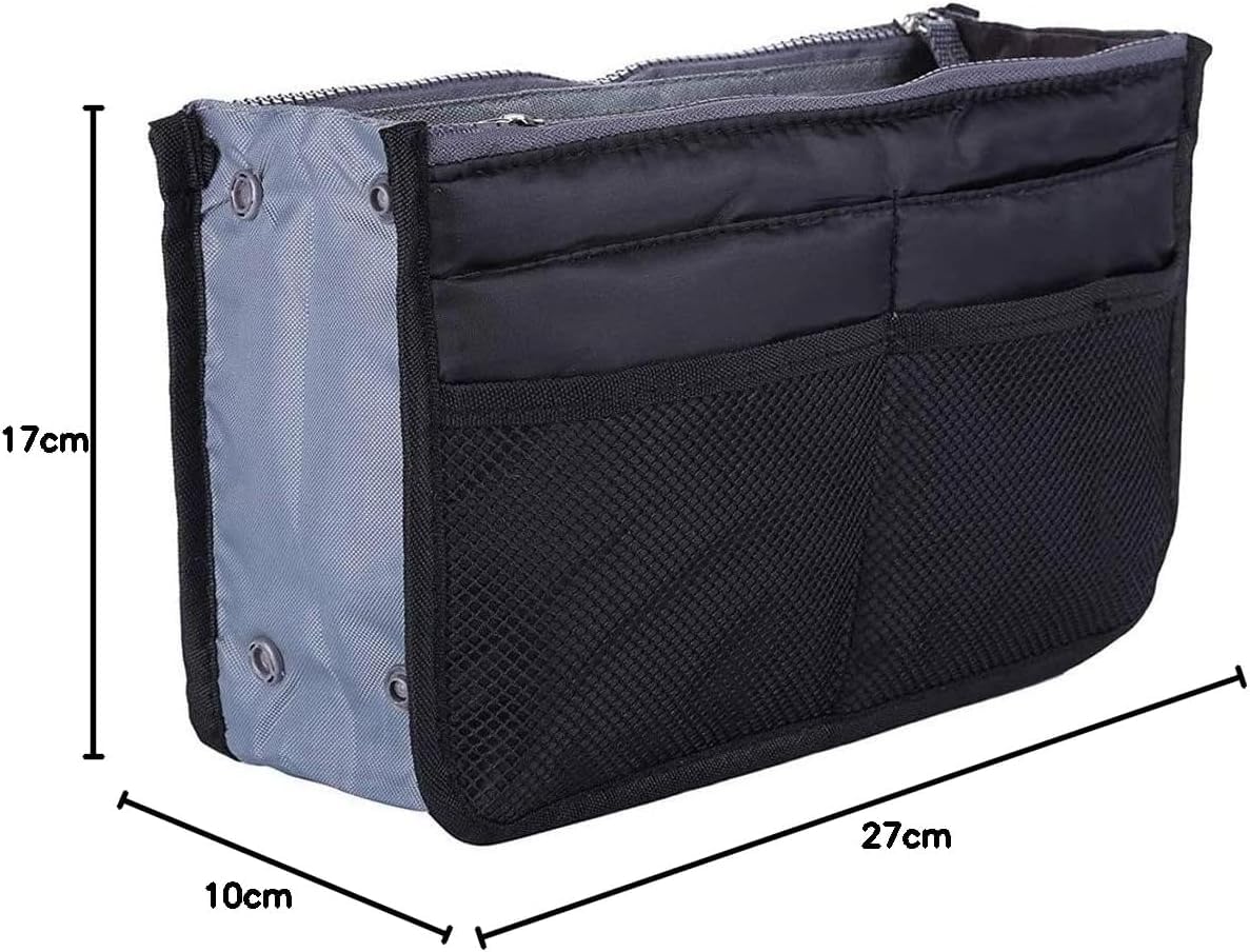 Organizer Da Borsa In Nylon Arancione – Multitasche Con Cerniera, 27x17x10 Cm, Per Trucco, Beauty Case E Accessori