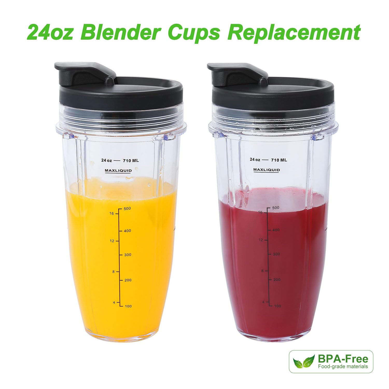 Ninja Blender Replacement Cups 24oz Kit - 2 Cups With Lids & Gaskets For Nutri Ninja BL Series - View #8