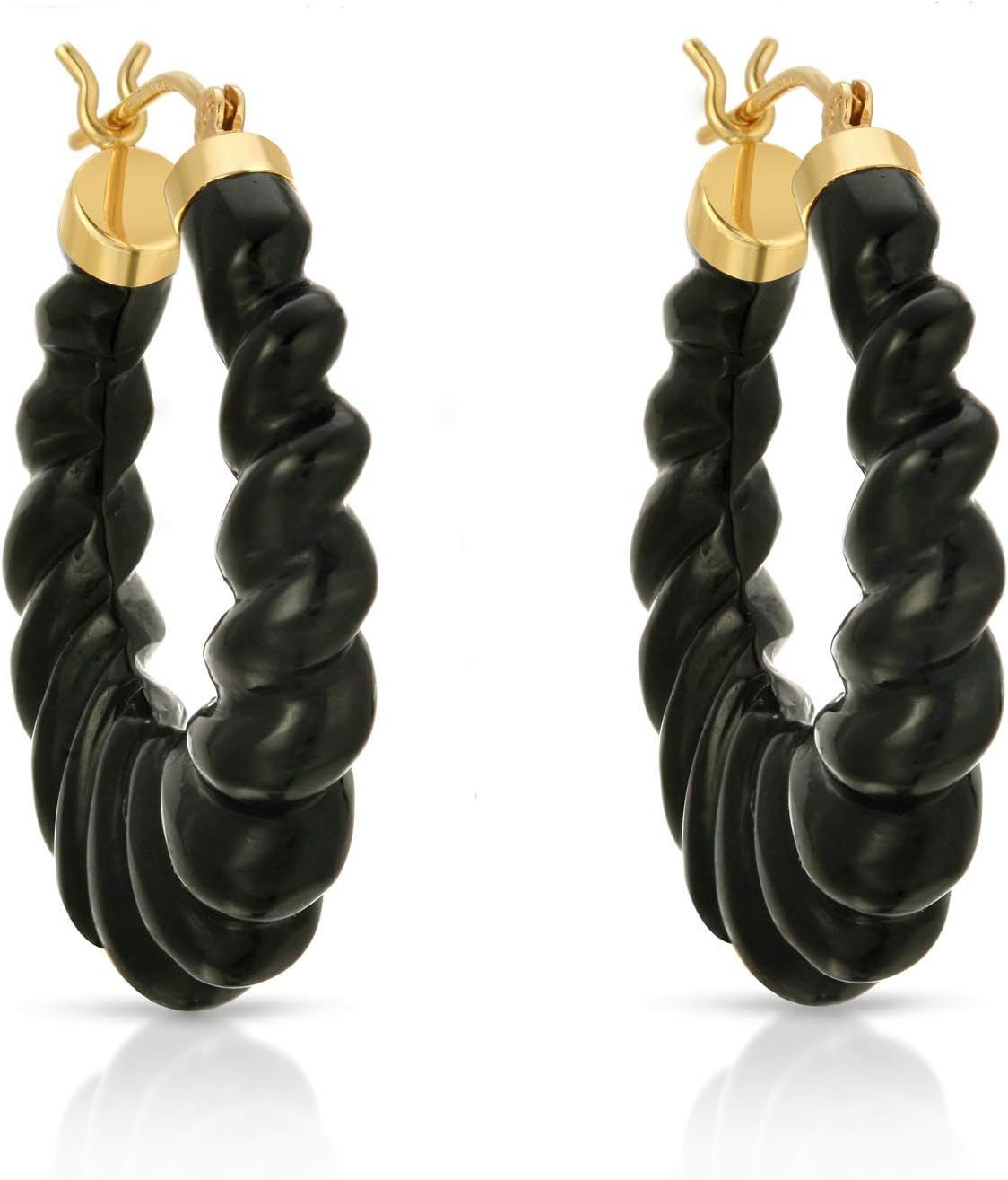 14K Yellow Gold Carved Hoop Earrings with 14kt Yellow Gold. 1 1/8"