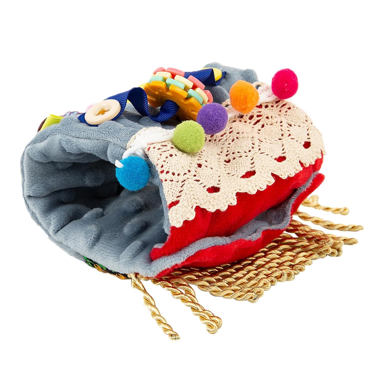 attività per Adulti con demenza Cuscino, Cuscino di Peluche, Federa per Braccio sensoriale tattile, Cuscino di decompressione con Gadget tattili, Azzurro Cielo