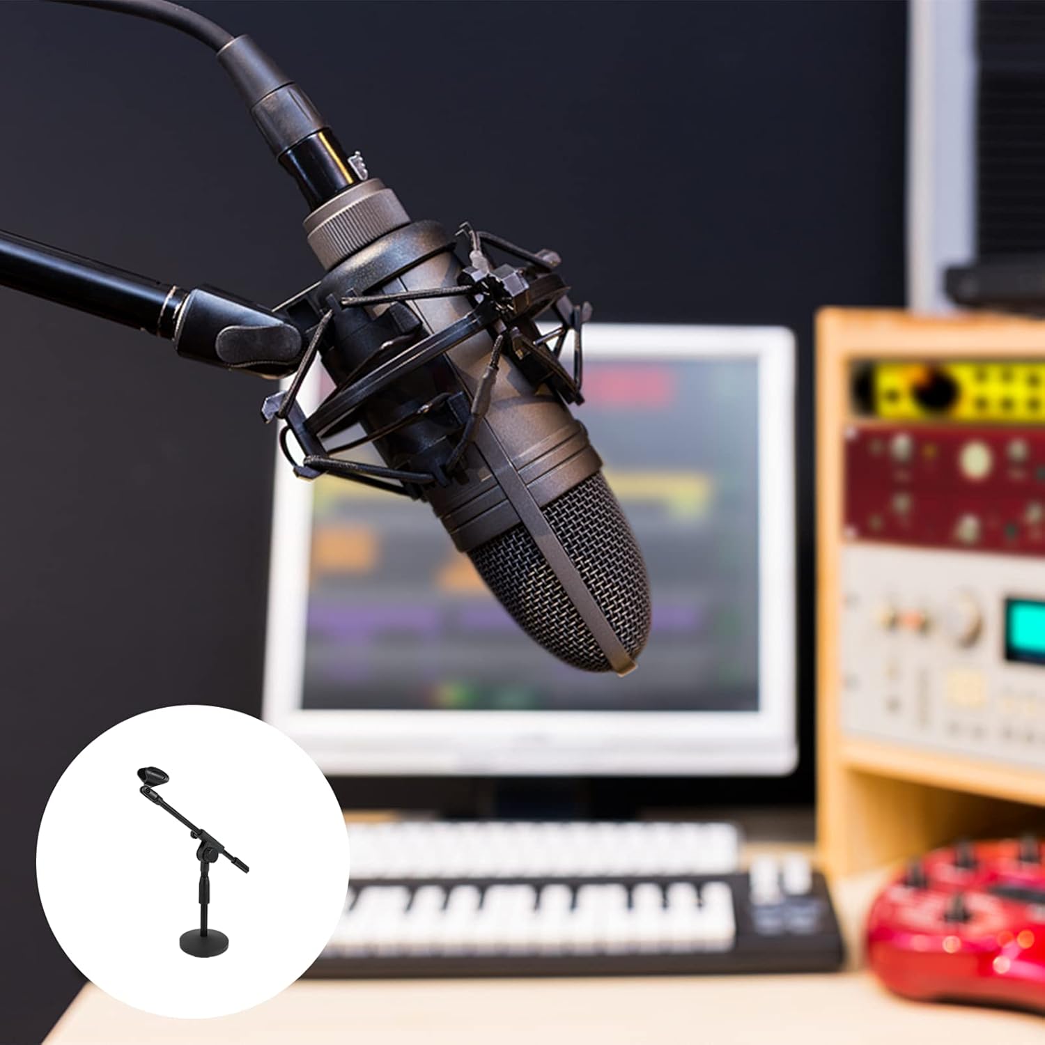 1pc Desktop Mic Stand Compact Base for Stability for Meeting and Recording Studios Heavy-duty Design Reduces Handling and