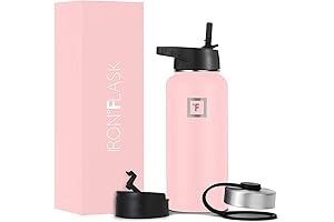Light Pink Hydroflask: 40 oz Insulated Sports Water Bottle with 3 Straw Lids