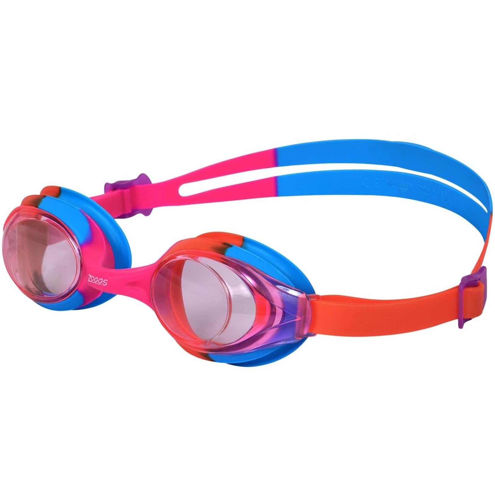 Zoggs Unisex Junior Bondi Swim Goggles | Anti-Fog UV Protection Swimming Goggles |Soft Silicone Strap & Easy Slide Adjustment, Pink/Orange - Tint Pink Lens