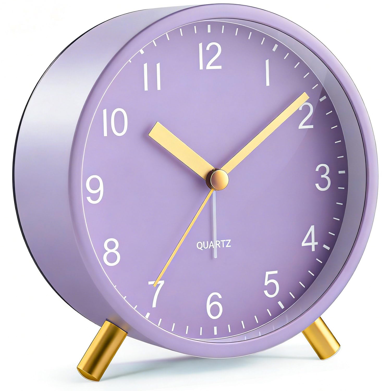 Azxb Analog Alarm Clock, Silent Non-Ticking with Night Light, Fashionable Round Metal Alarm Clock for Office, Battery Operated, Bedroom, Elderly, Adults, Children, Student Gifts