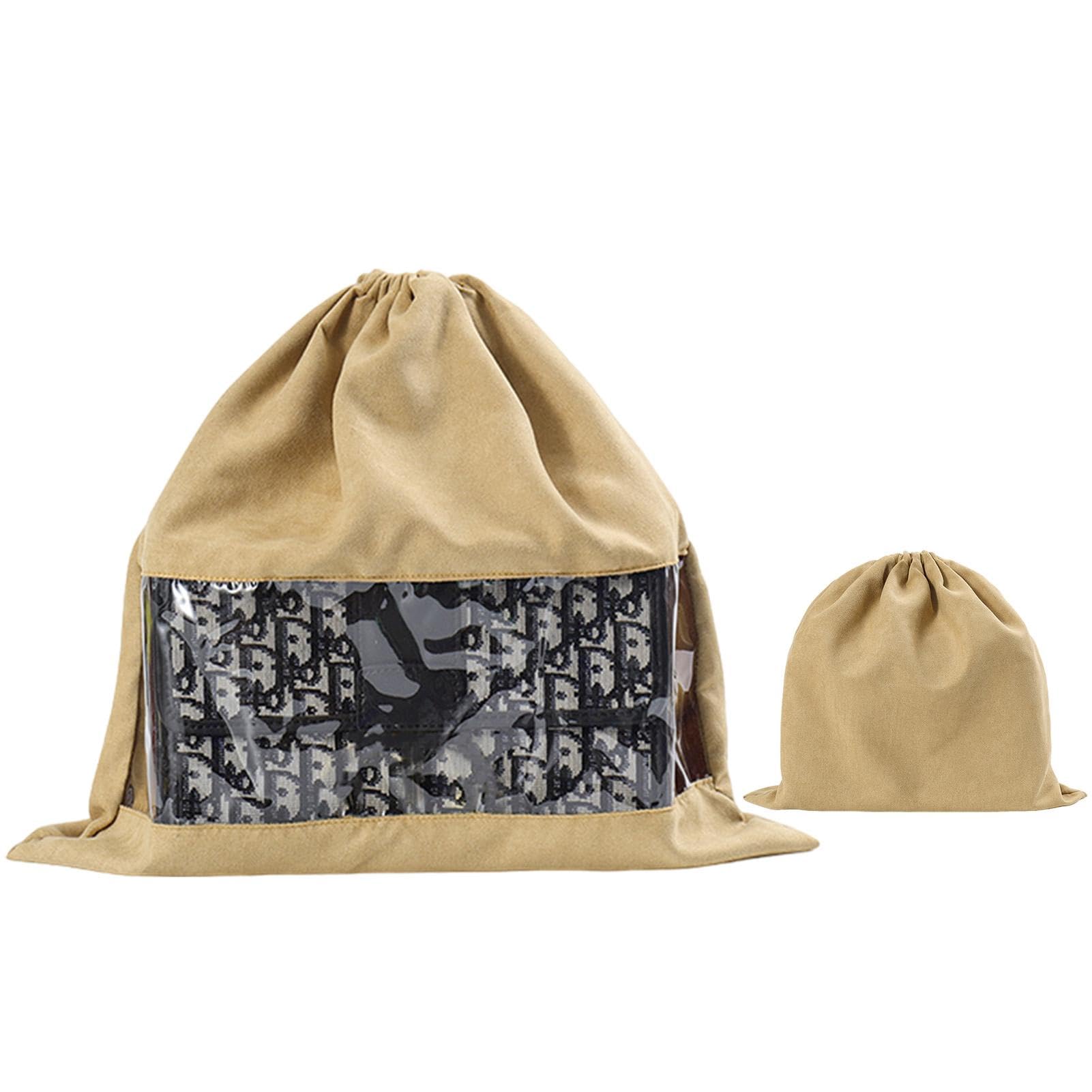 Small Drawstring Bags - Dust Bags with Transparent Window,Unique Design Soft Fleece Drawstring Storage Pouch for Daily Use & Travel