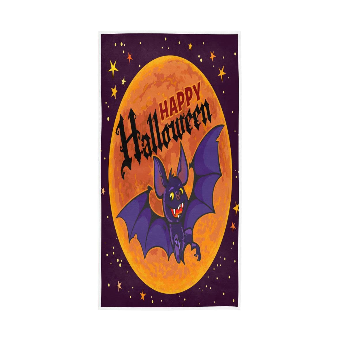 HUYGD Happy Halloween Cartoon Bat Soft Hand Towels Absorbent Bath Towel for Bathroom Hotel Gym Spa 30"x15"