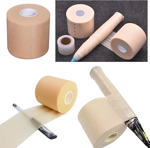 Miniatura 4 de Juego de 2 cintas de agarre para raqueta, raqueta de agarre excesivo, envoltura de espuma suave con cinta protectora de película transparente