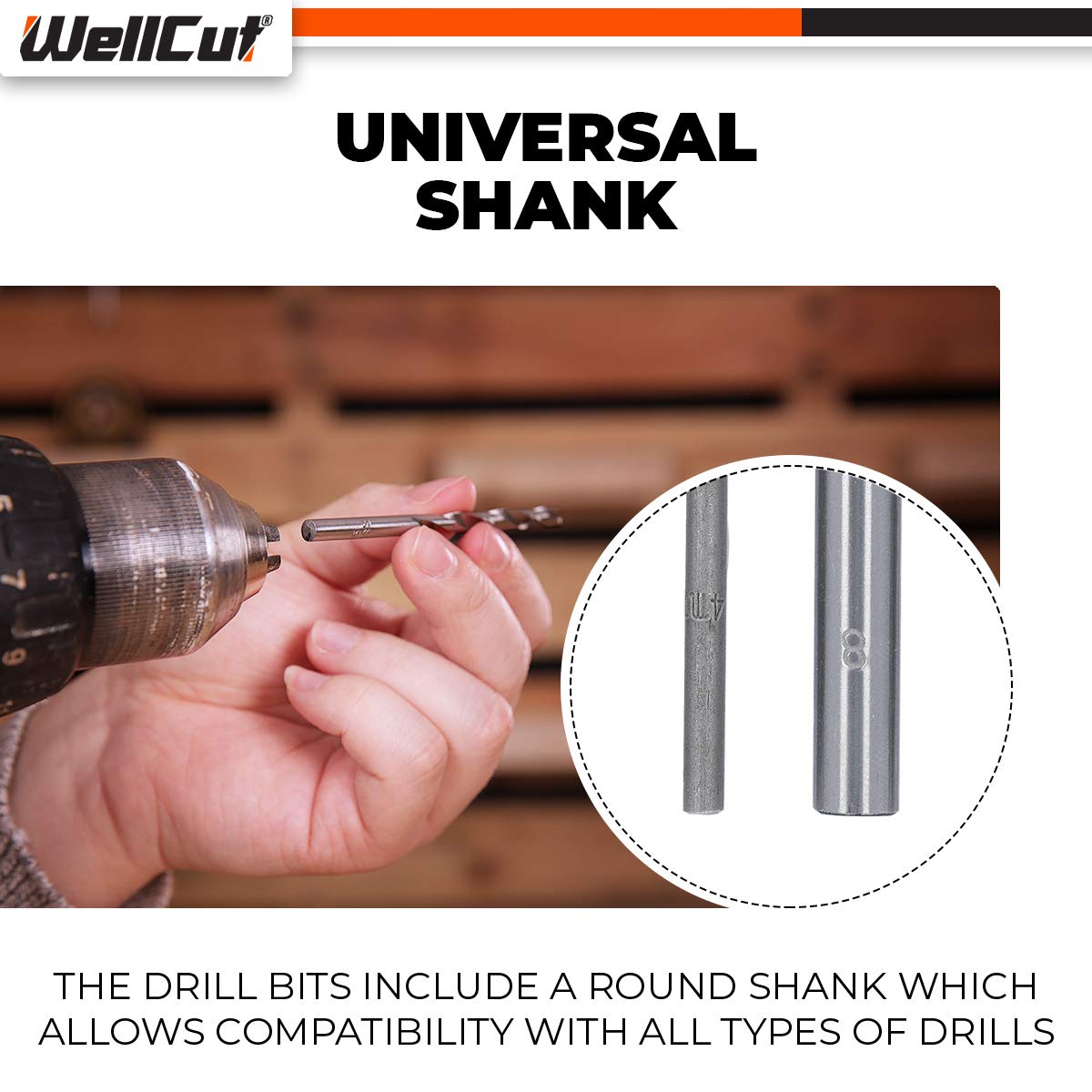 Wellcut - Set di 9 punte da trapano combinate, in valigetta