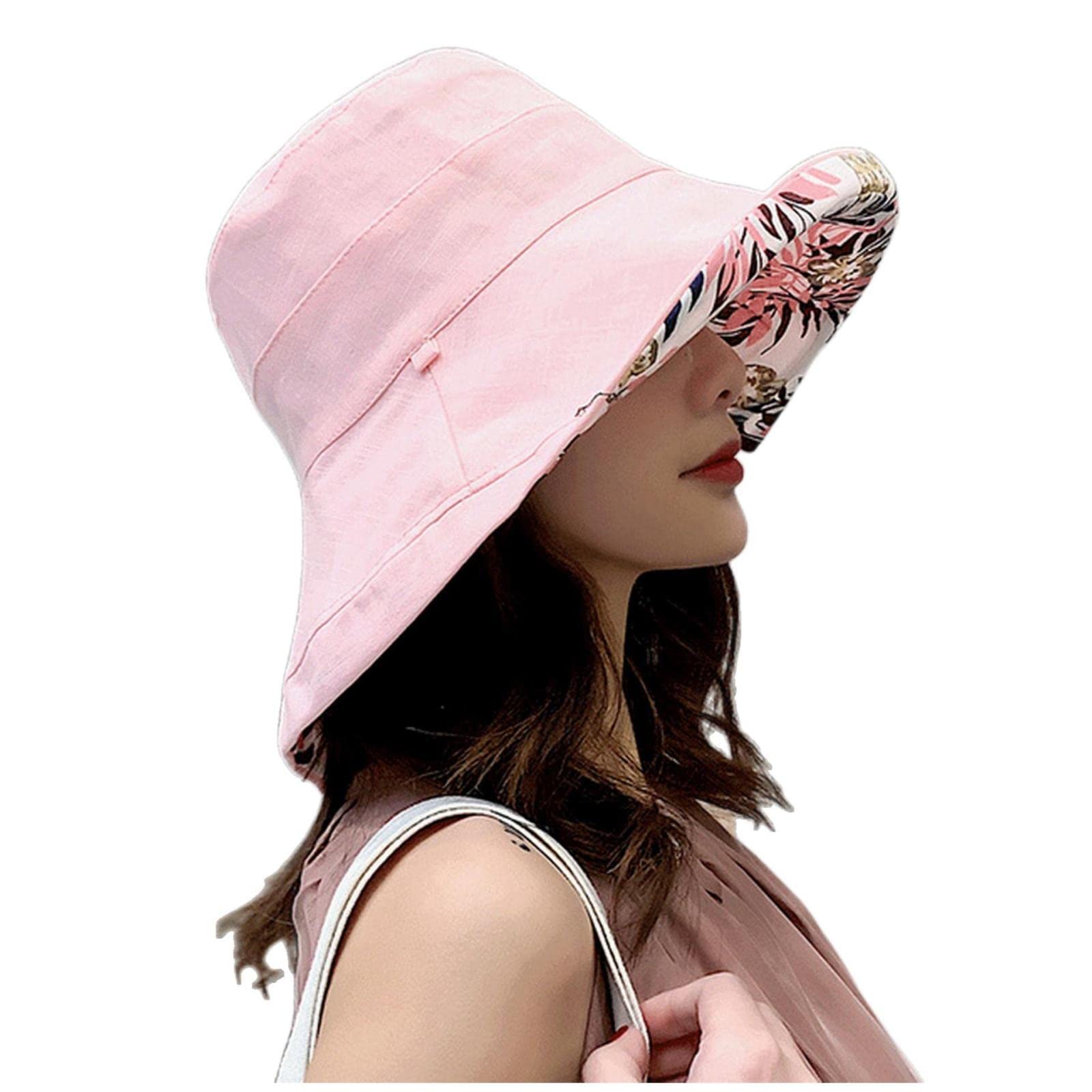 MOGSA Bucket Hat Women Bucket Hat Four Seasons Big Brim Hat Double-Sided Fisherman Hat Sun Visor Cap Adult Cap