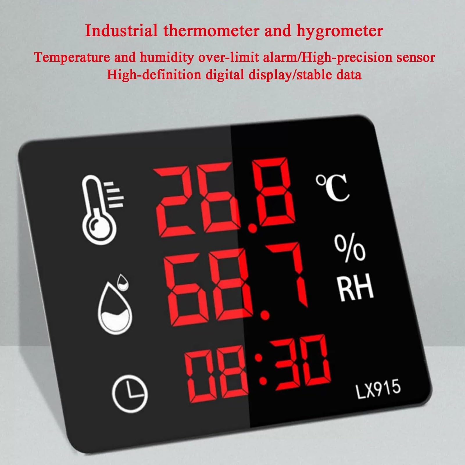 Termómetro Higrómetro Electrónico, Pantalla De Temperatura Digital De Alta Precisión con Sensor De 3 M Y Pantalla De Tiempo, para El Hogar, Taller, Laboratorio, Fábrica