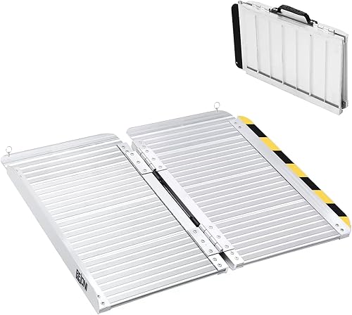 Rampa portátil para silla de ruedas de 2 pies, rampa plegable para 600 libras de capacidad, rampa para silla de ruedas para escalones del hogar,