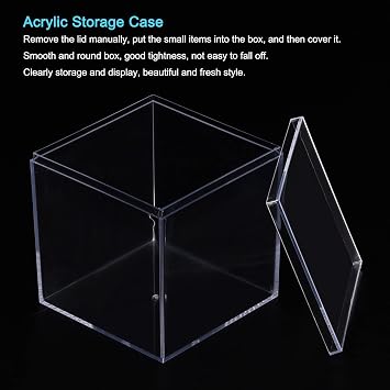 TA-VIGOR Acrylic Display Boxes 2Pcs 5.1 x 5.1 x 5.1cm with Lids | Clear Acrylic Plastic, Square Cube Design, For Sweets, Pills, Tiny Jewellery, Artwork Display And Small Item Storage