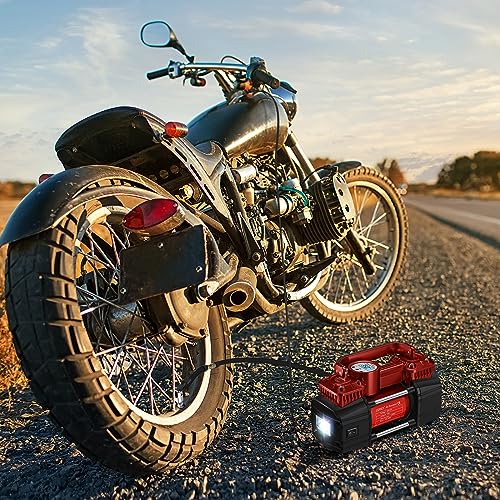 Gspscn PP6085XRED Portable Digital Car Tire Inflator With Gauge 150Psi Auto Shut-Off, Heavy Duty Double Cylinders 12V Air Compressor Pump With Led Light For Auto,Truck,Car,Bicycles,Rv,Suv,Balls Etc. thumb #7