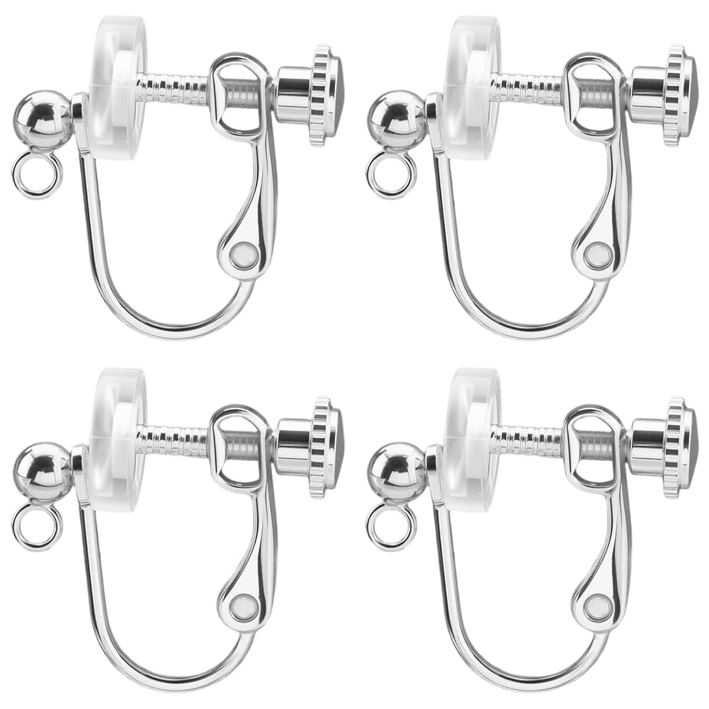 Beebeecraft 20Pcs Clip On Earring Converter Ball Shaped Non Piercing Earring Findings Components Screw Backs with Loop Silicone Pads 316 Stainless Steel for Dangle Jewellery Making