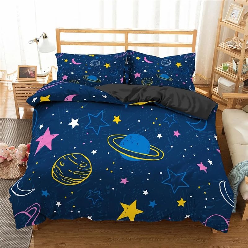 Parure de lit 220x240 adulte bleu marine en microfibre supérieure 110g/㎡