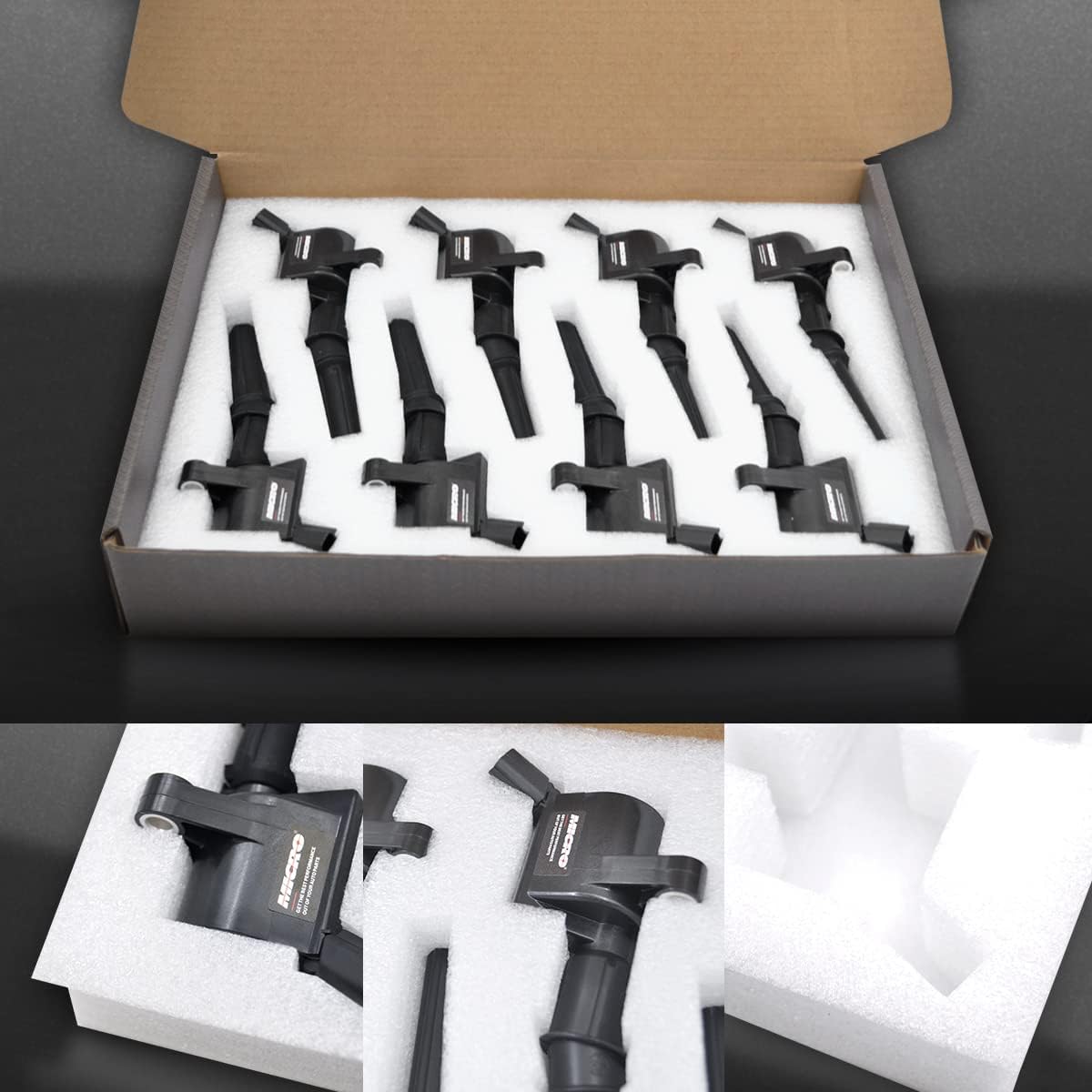Micro Set of 8 Curved Boot Ignition Coil Pack DG508 & 8 Iridium Spark Plugs SP493 Compatible with Ford Lincoln Mercury F150 E150 E250 Expedition 4.6L V8 Replacement for DG457 FD503