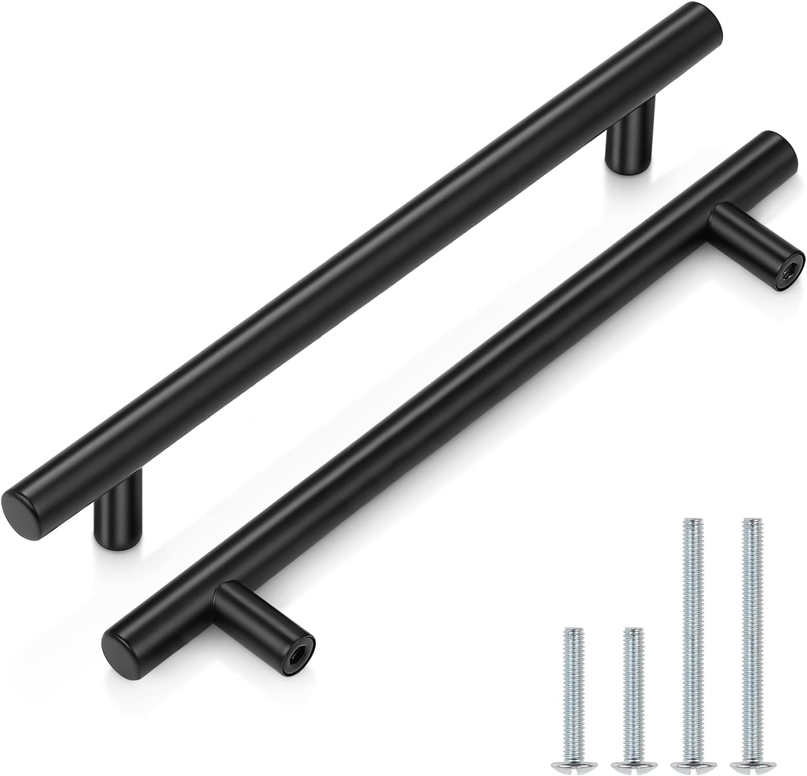 (20 Pack 7-1/2" (192mm) Hole Centers Flat Black Cabinet Pulls, Stainless Steel Hardware Cupboard Pulls Kitchen Cabinet T Bar Handles Dresser Pulls