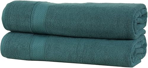 Vista 136 de HILLFAIR Juego de 12 toallas de algodón de 21.16 oz/m², 2 toallas de baño, 4 toallas de mano, 6 toallas de baño, toallas absorbentes de algodón Azul
