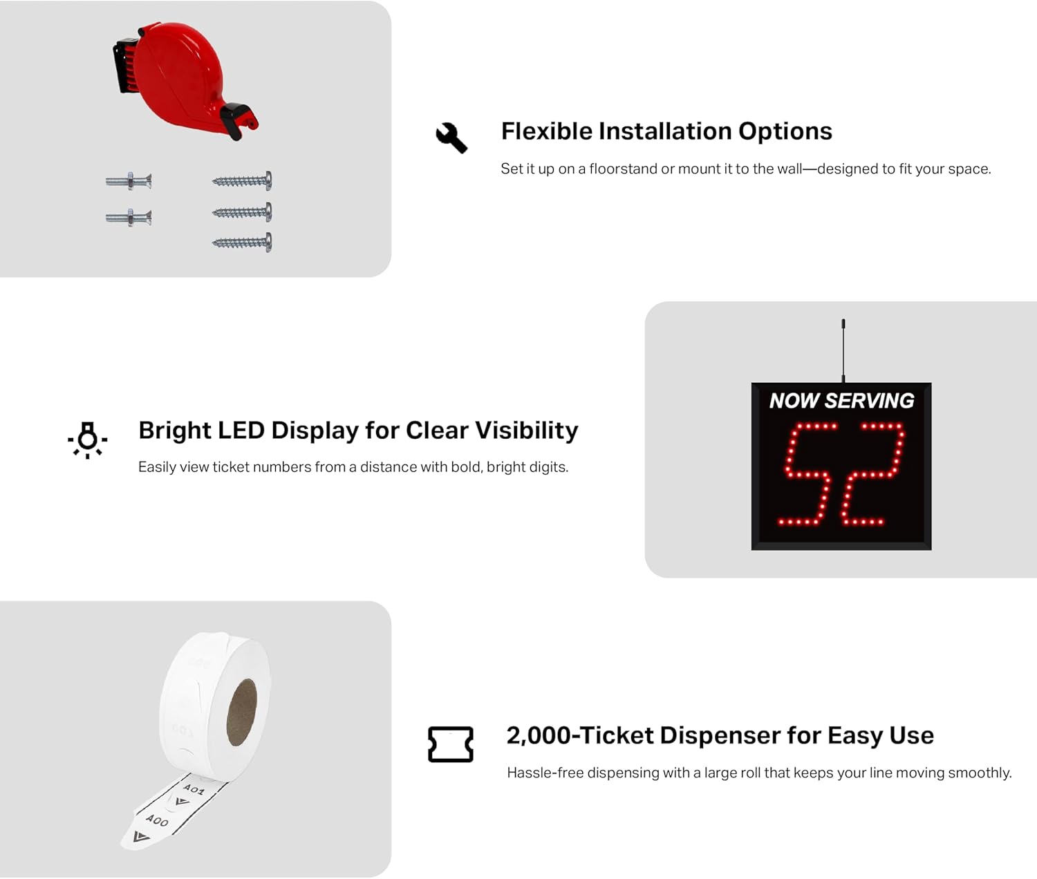 2-Digit Wireless Take A Number System with Floor Dispenser