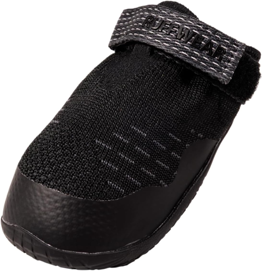Ruffwear, Ridgeline Dog Boots, Breathable Knit Upper, Nonslip Rubber Outsole, Multi-Directional Lugs, TPU Toe Rand, Reflective Strap, Easy On/Off, for Hot Pavement & Trail, Obsidian Black, 2.25"