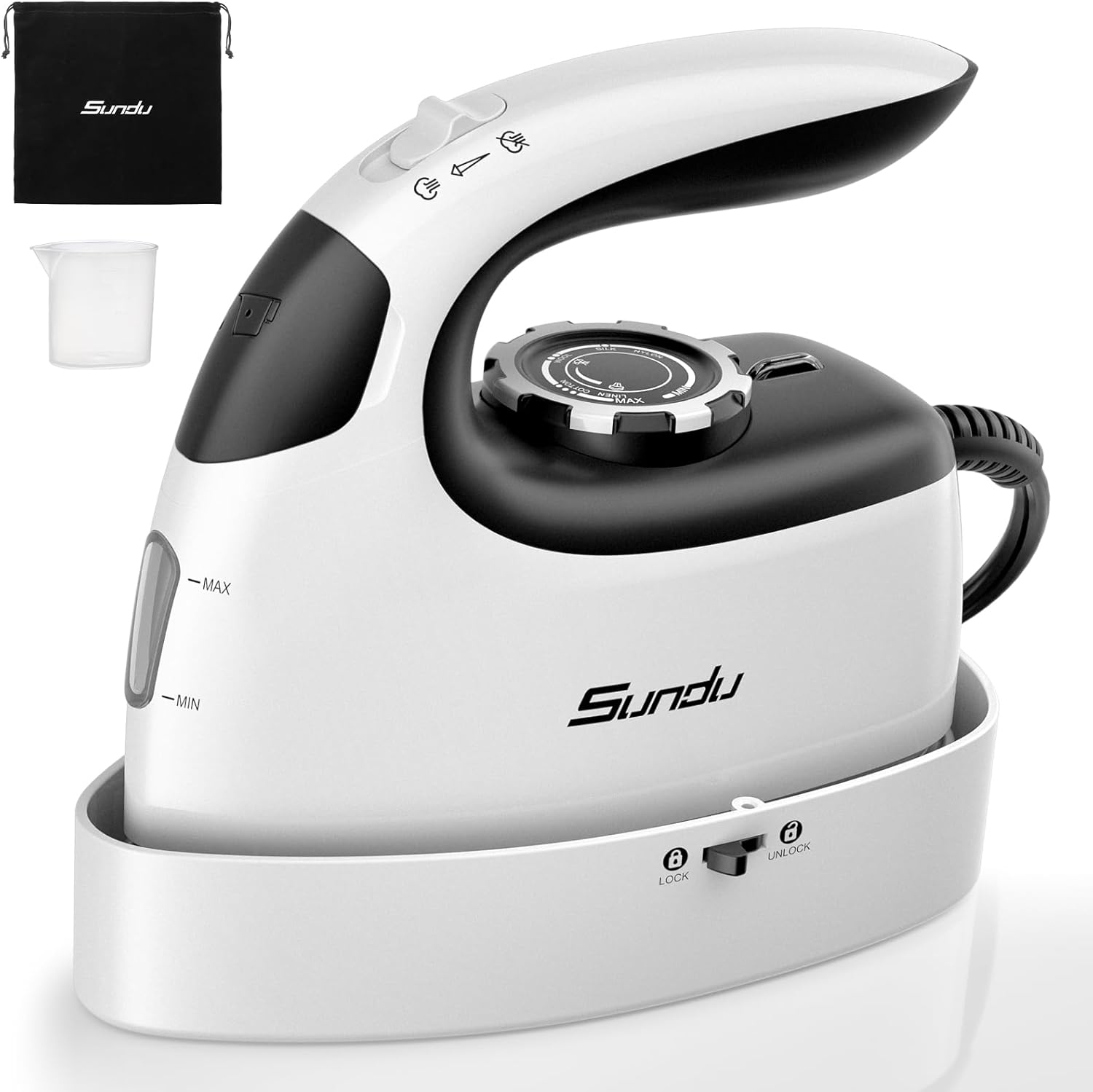 Sundu Mini Travel Iron with Steam,1000W Portable Non-Stick Soleplate Steam Samll Iron for Quilting & Sewing,300 Microsteam Holes,90ml water tank,lockable safety base,Digital Temperature Control